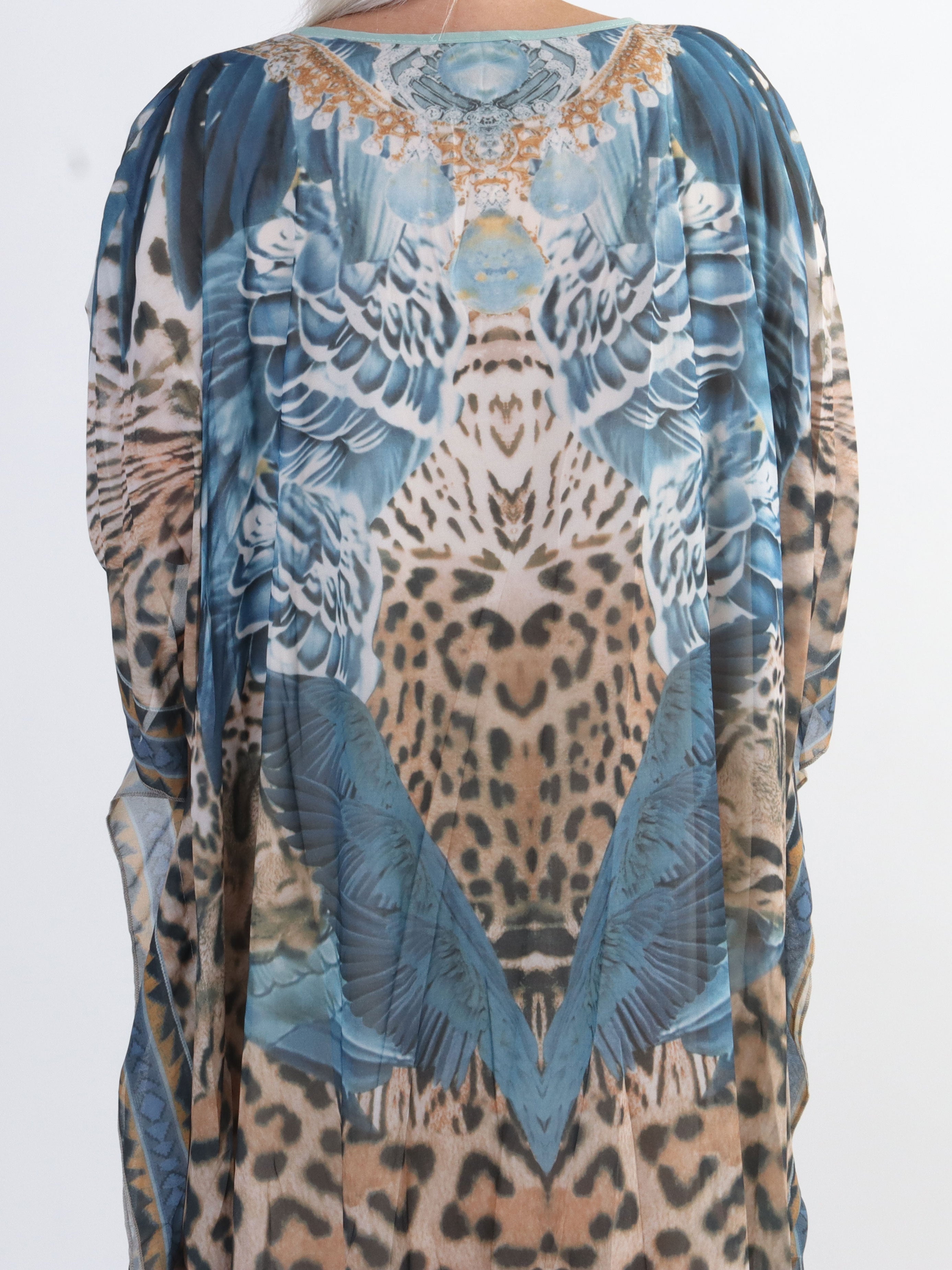 Sasha Leo - Lång plus size tunika med leopardmönster och strass